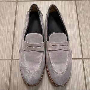 Giorgio Brutini penny loafers grey gray suede leather 10 dress shoes
